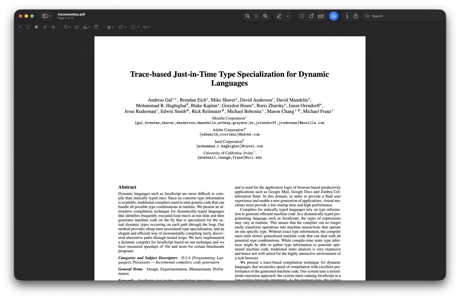 Preview window with a PDF open
