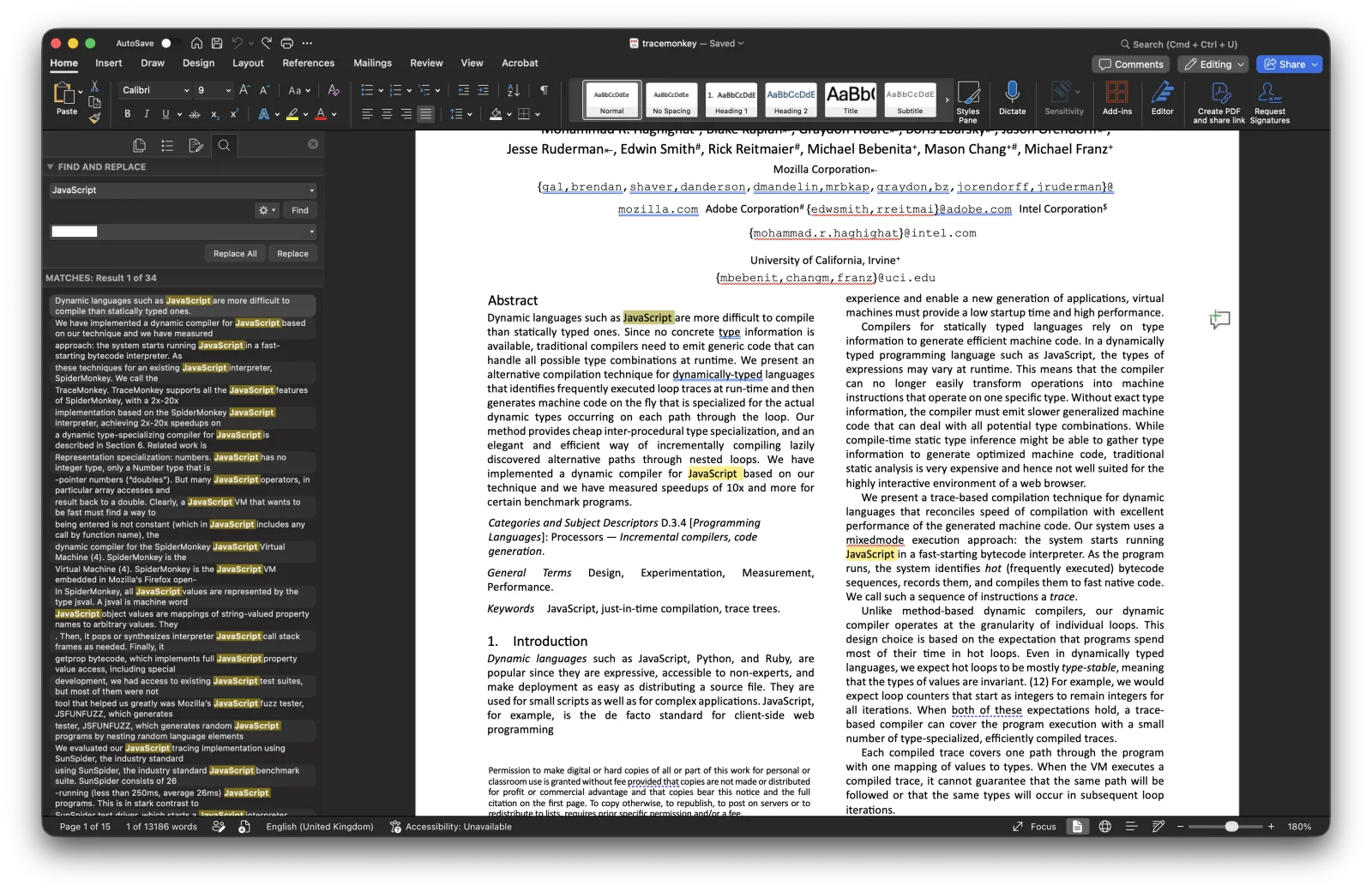 Word's Find and Replace dialog